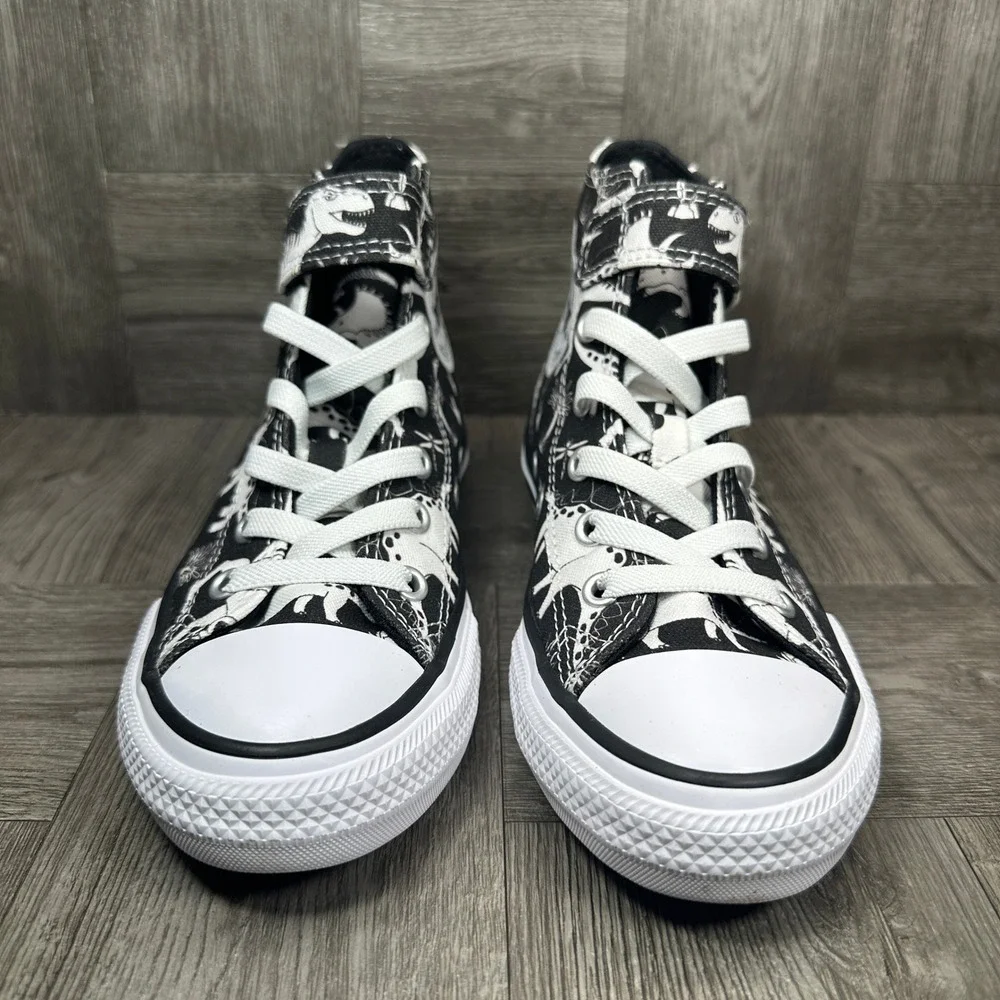 Converse High Top Sneakers 1 Youth Black Dinosaur Canvas Dinoverse NEW